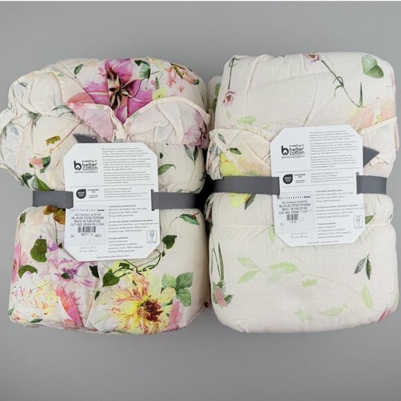 Monique Lhuillier Pottery Barn Teen Jolie Quilted Sham Standard Set of 2 Floral - Picture 2 of 5